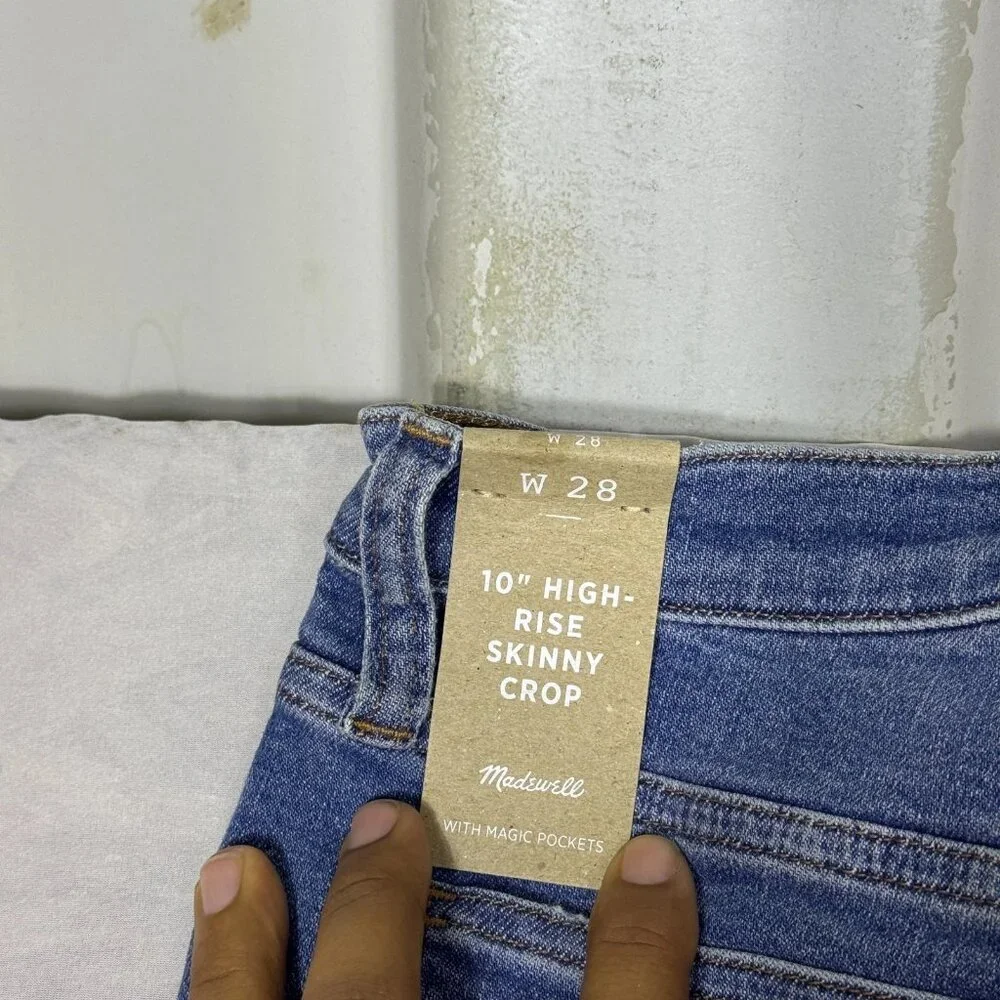 Madewell 10" High-Rise Skinny Crop Jeans Womens‎ Blue Denim Pockets Size 28 NWT - Picture 13 of 16